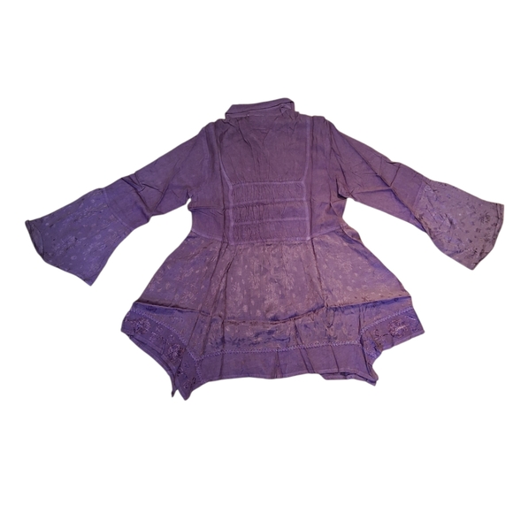 NEW! S Parsley & Sage Grape Button-Front Blouse with Bell Sleeves 4156 - Picture 3 of 8